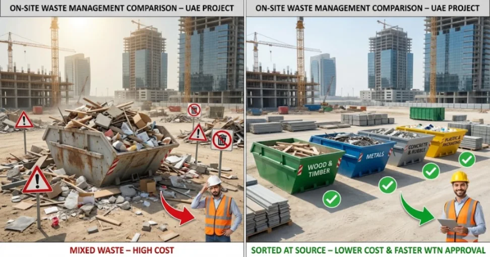 On-Site Waste Sorting ROI: How Contractors Save 18–27% in UAE