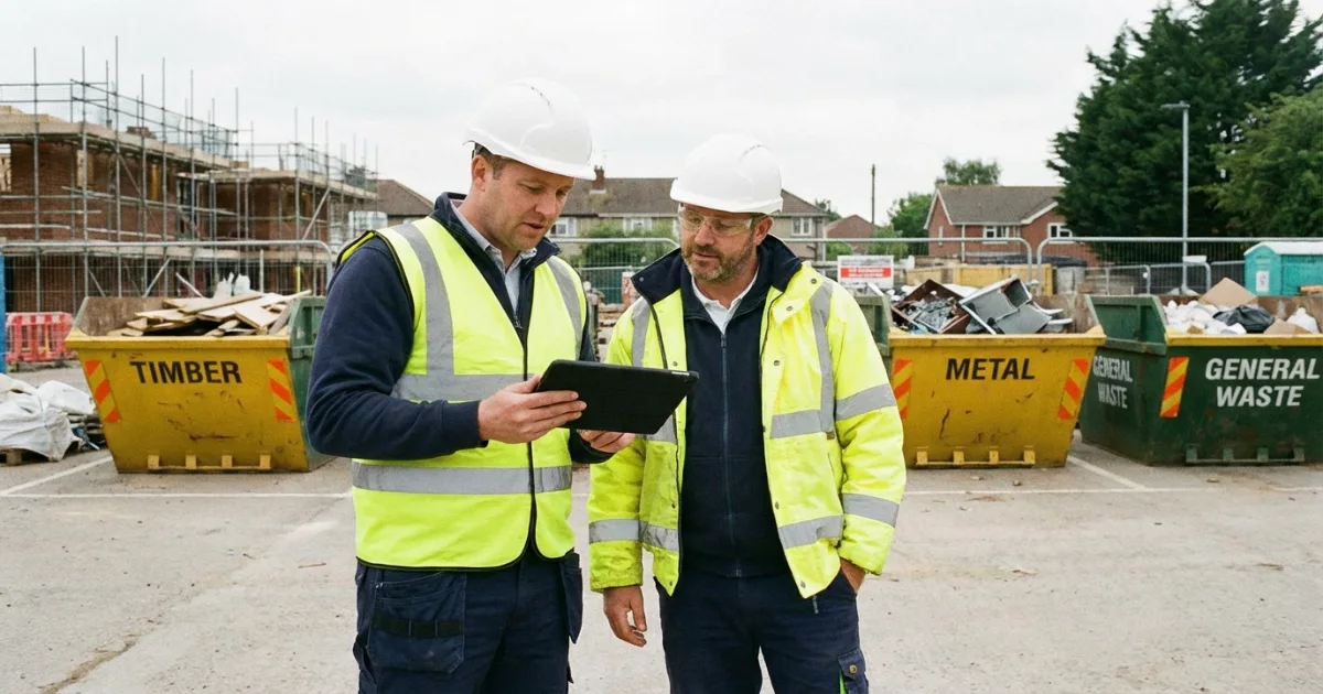 Smart Waste Management in Dubai (2026): A Practical Guide for Contractors, Developers & Project Managers 4 Procurement and bid evaluation team reviewing construction tender documents and compliance scores