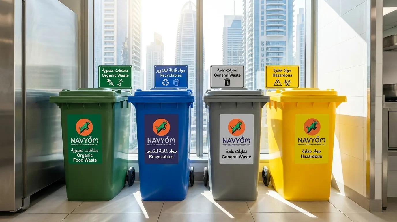 hotel waste management dubai segregation bins at back-of-house area