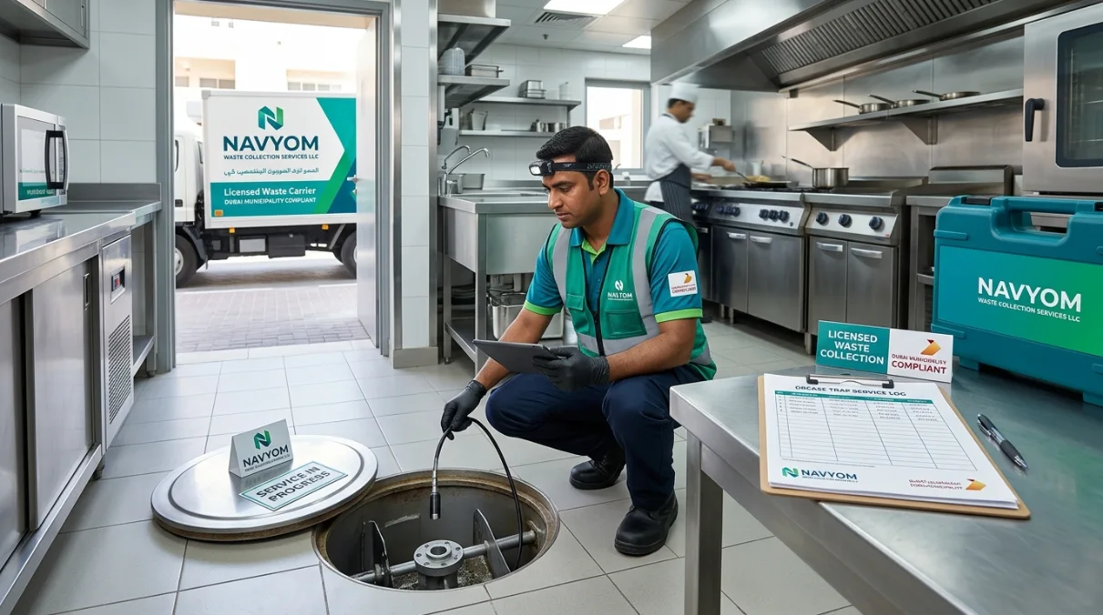 Restaurant Food Waste Collection Dubai: Grease Trap, F&B & Compliance Guide 3 Dubai restaurant kitchen waste segregation bins organic food waste and general waste