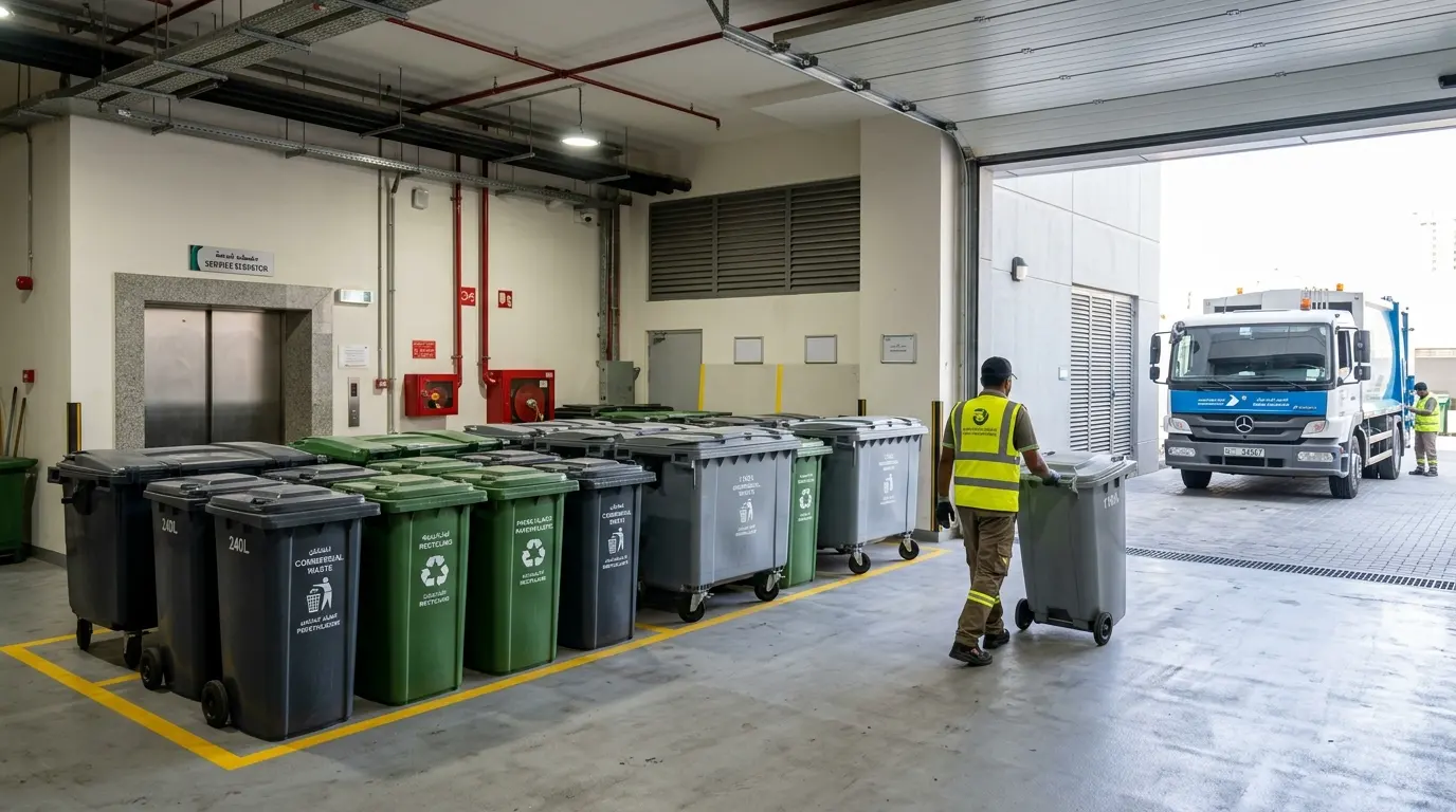 Commercial Office Waste Collection Dubai: Monthly Contracts & Pricing 4 Dubai facility manager reviewing monthly office waste collection contract and recycling reports