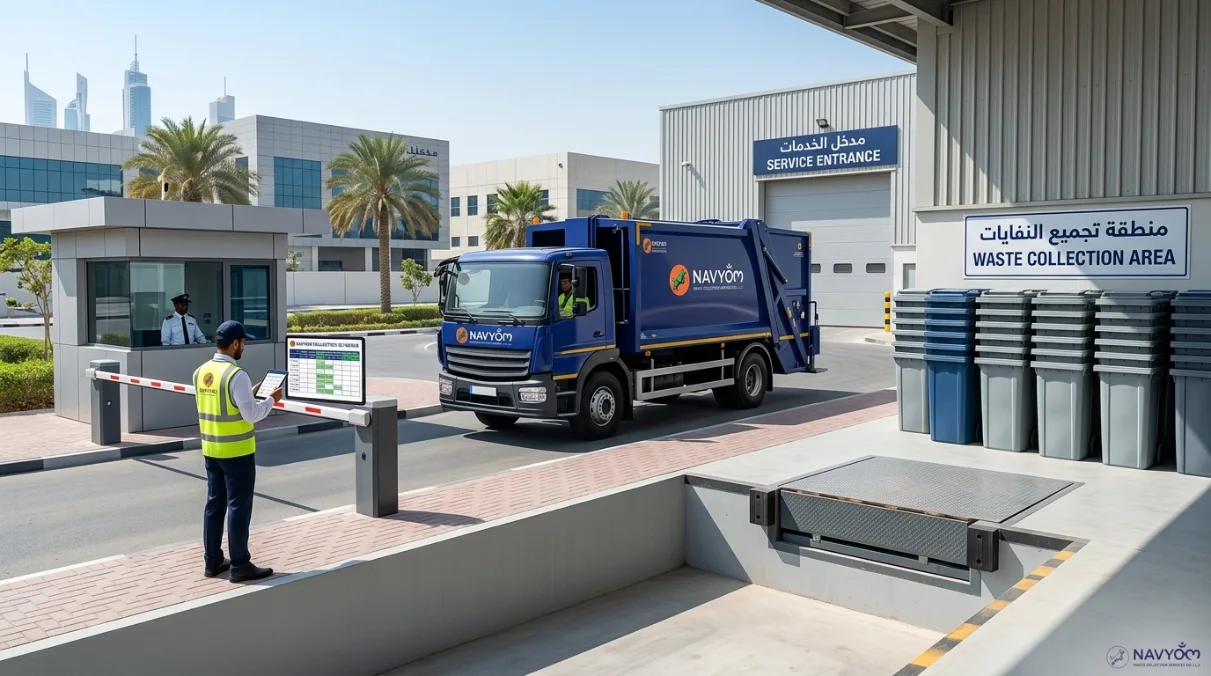 Commercial waste collection Dubai bin schedule for offices warehouses and restaurants