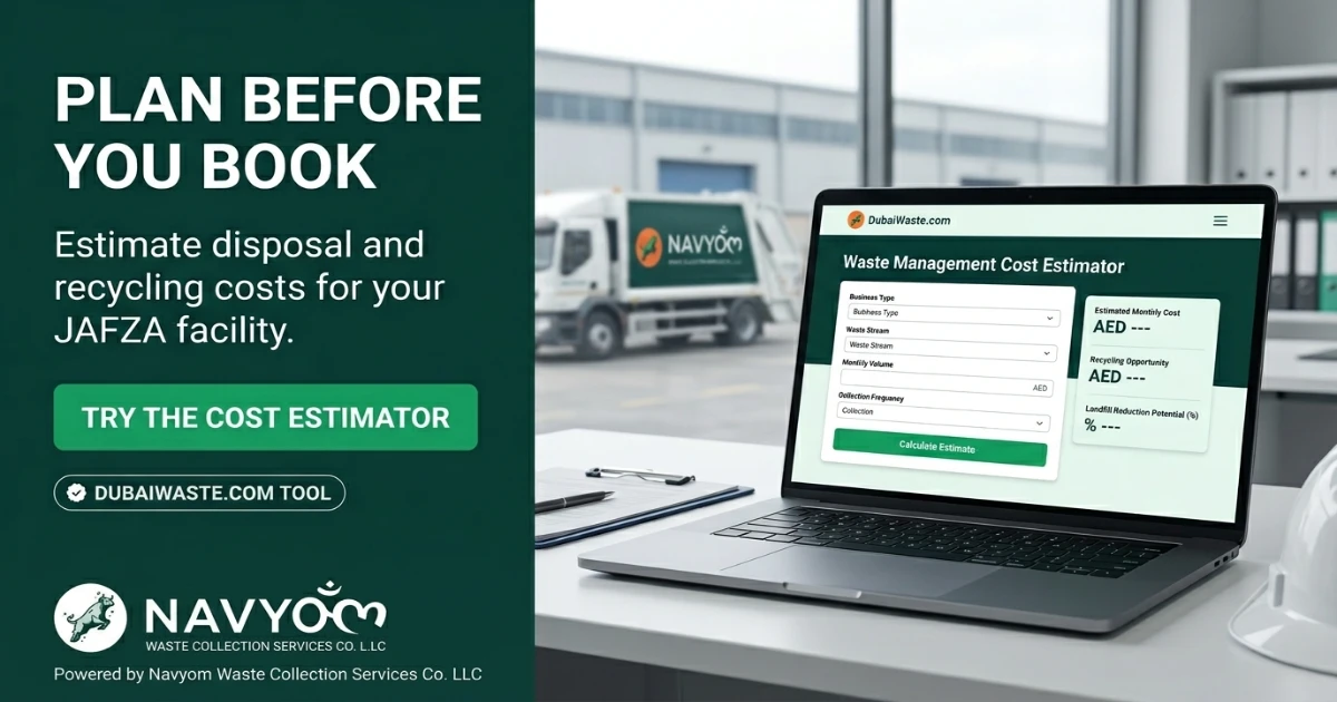 DubaiWaste.com waste management cost estimator tool for JAFZA businesses