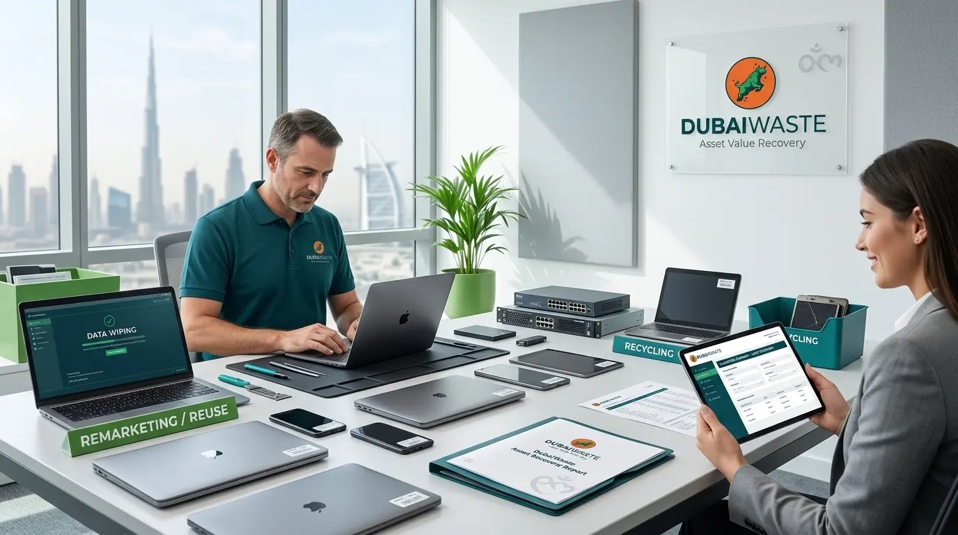 E-Waste Bulk Collection for Businesses Dubai 4 IT asset value assessment for Dubai e-waste bulk collection — ITAD provider evaluating devices for residual value recovery