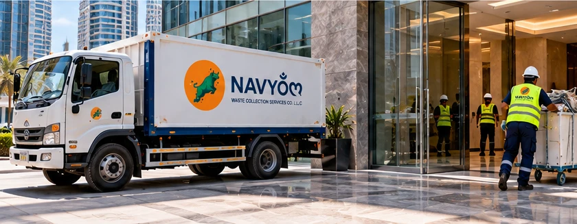 Office Fit-Out Waste Removal Dubai | Fast Site Collections 1 Office fit-out waste removal in Dubai with gypsum, timber and packaging being cleared from a commercial renovation site